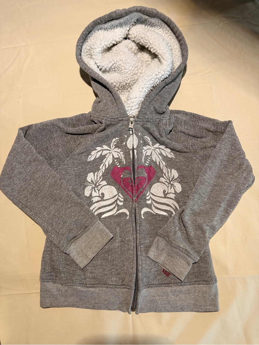 Y2k Gray Roxy Girl zip-up hoodie